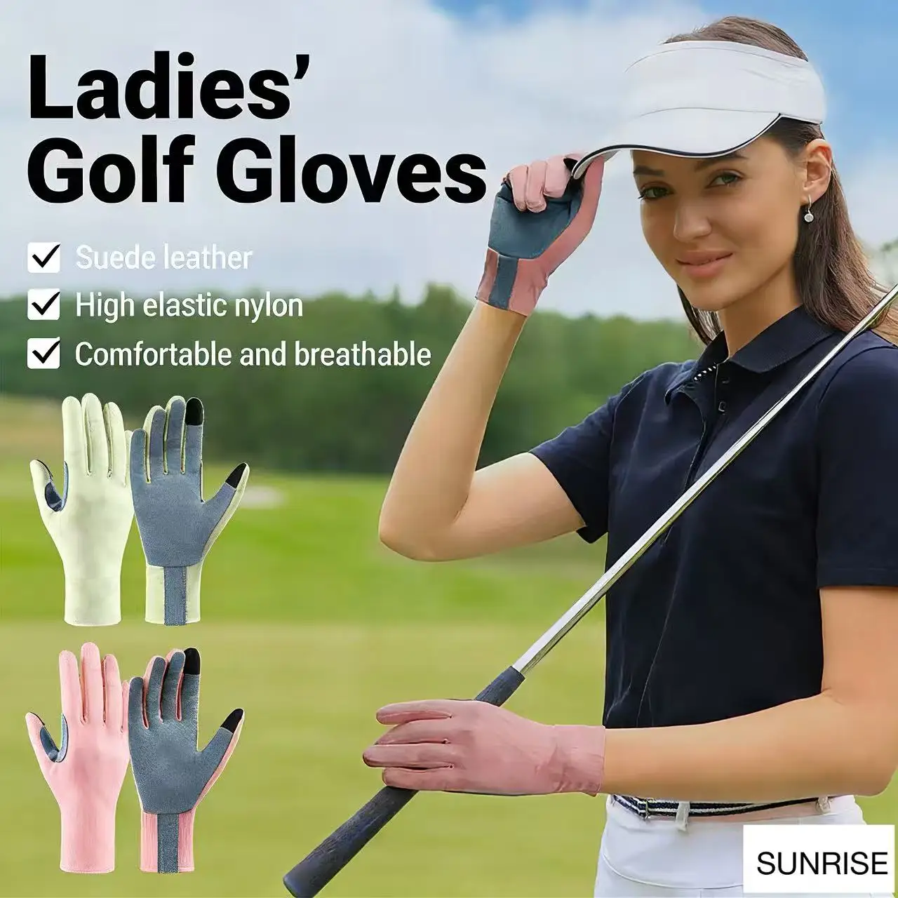 

Women's Golf Gloves with Suede Soles Non-slip and Friction-resistant Lightweight Breathable Cycling Gloves Fishing Gloves