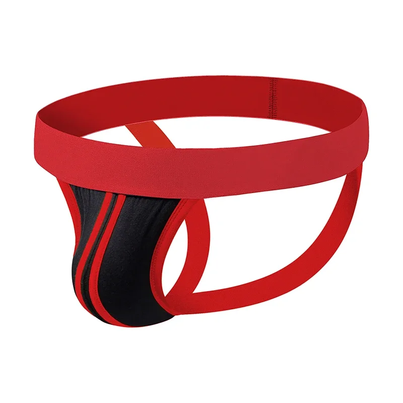 Men's Athletic Jockstrap Double Strap Back, Color Block Sport Support Briefs, Fashion Casual Underpants, Breathable