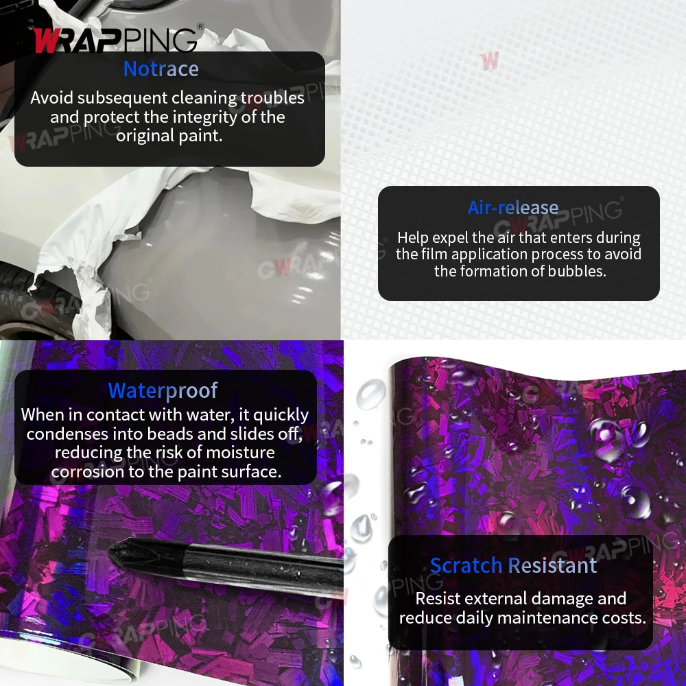 자동차 랩핑용 카본 필름 오토바이 레이저 퍼플 랩핑 필름 자동차 튜닝 액세서리 에어 릴리즈 카본 파이버 스티커
