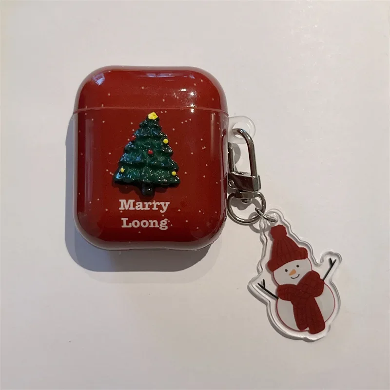 عيد الميلاد ثلج الأحمر حالة ل AirPods 4 Airpod 1 2 3 Pro Pro2 سماعات بلوتوث شحن صندوق واقية حقيبة سماعة الاذن غطاء