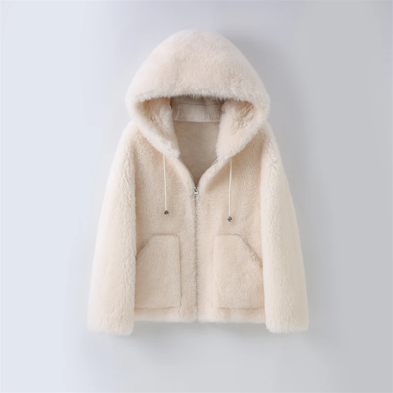 Lady Girl Genuine Wool Causal Short Jacket Women\'s Polyester Lining Winter Warm Coat H2386