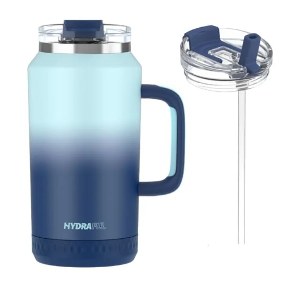 

64 oz Tumbler with Handle and Straw 100 LeakProof Insulated Cup Reusable Stainl Steel Large Water Bottle Travel Mug for Gym Hik