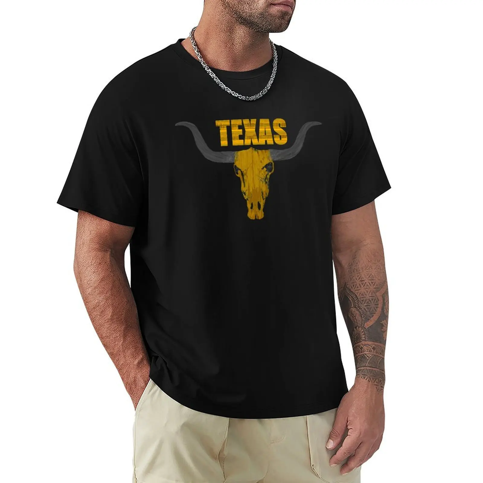 

Texas Longhorn Bull Cow Skull Design T-Shirt Fitness Training Breathable Tee