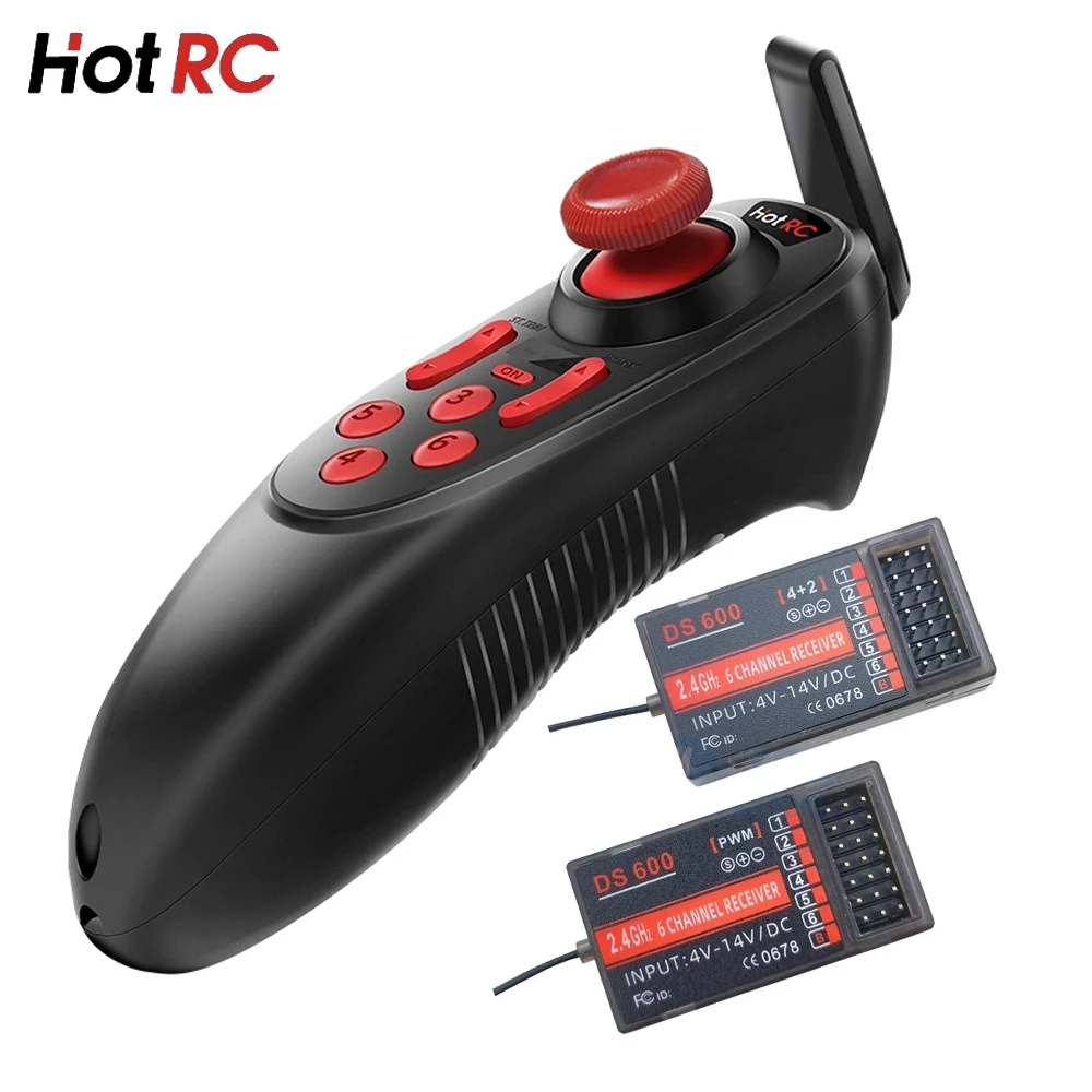 HOTRC DS-600 6CH 2.4GHz FHSS Radio System Transmitter Remote Controller DS600 PWM/4 2 GFSK 6CH Receiver For Model Fishing Boat