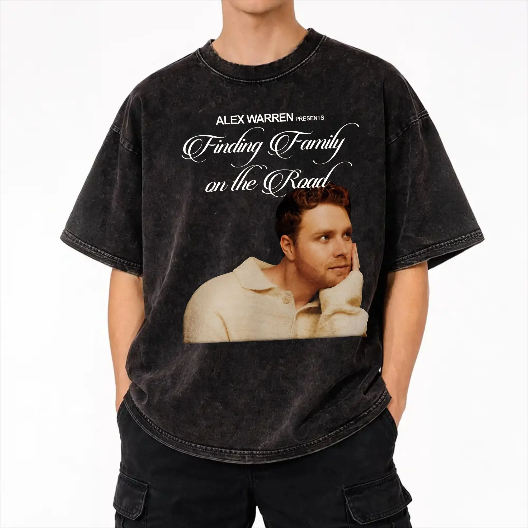 Alex Warren Finding Family on The Road Tour 2026  Washed T Shirts Streetwear Hip Hop Novelty T-Shirts  Tees Tops Men Women
