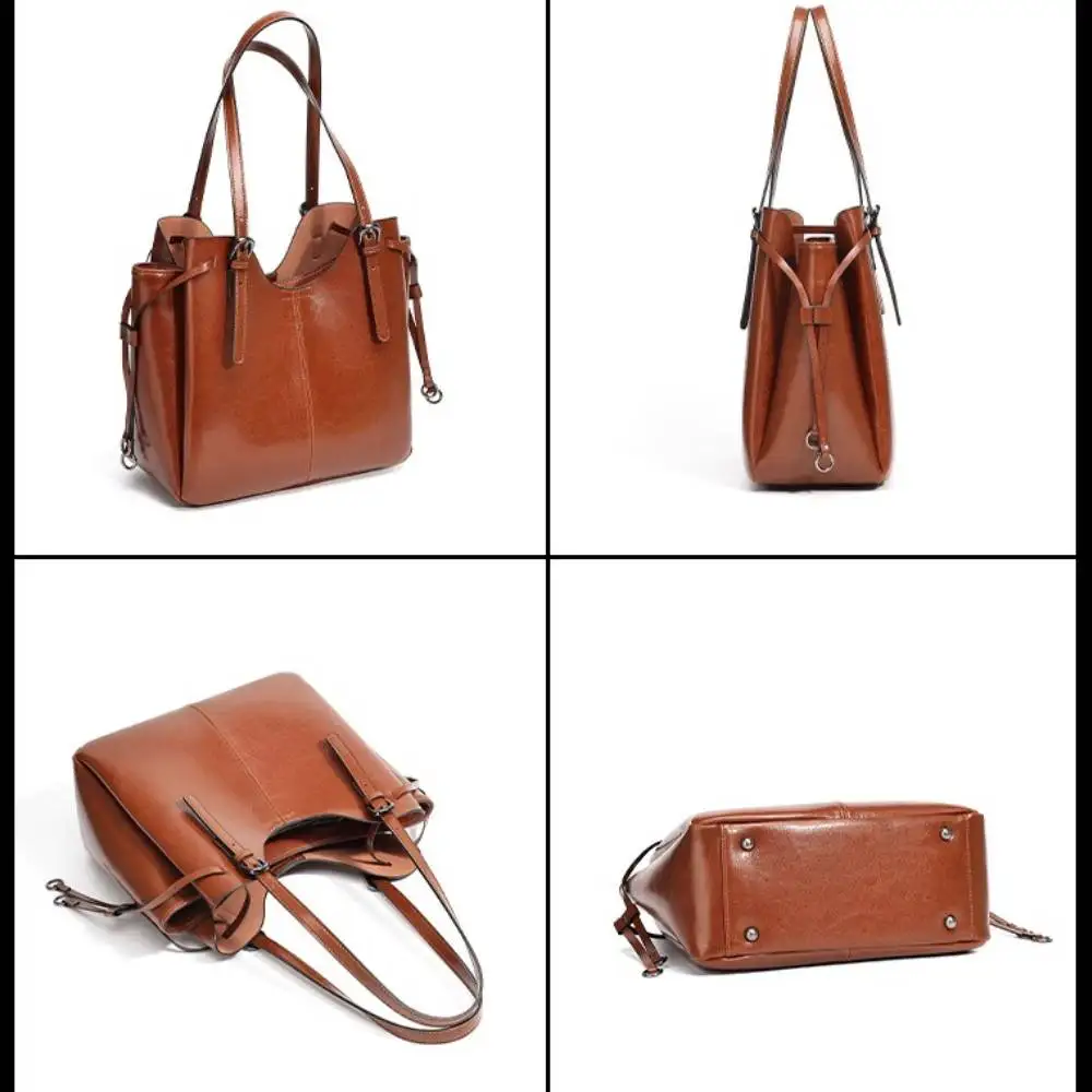 Zency Women Fall Winter Handbag 100% Genuine Leather Female Shoulder Purse Ladies Tote Bag Large Capacity Shopping Bag 2026