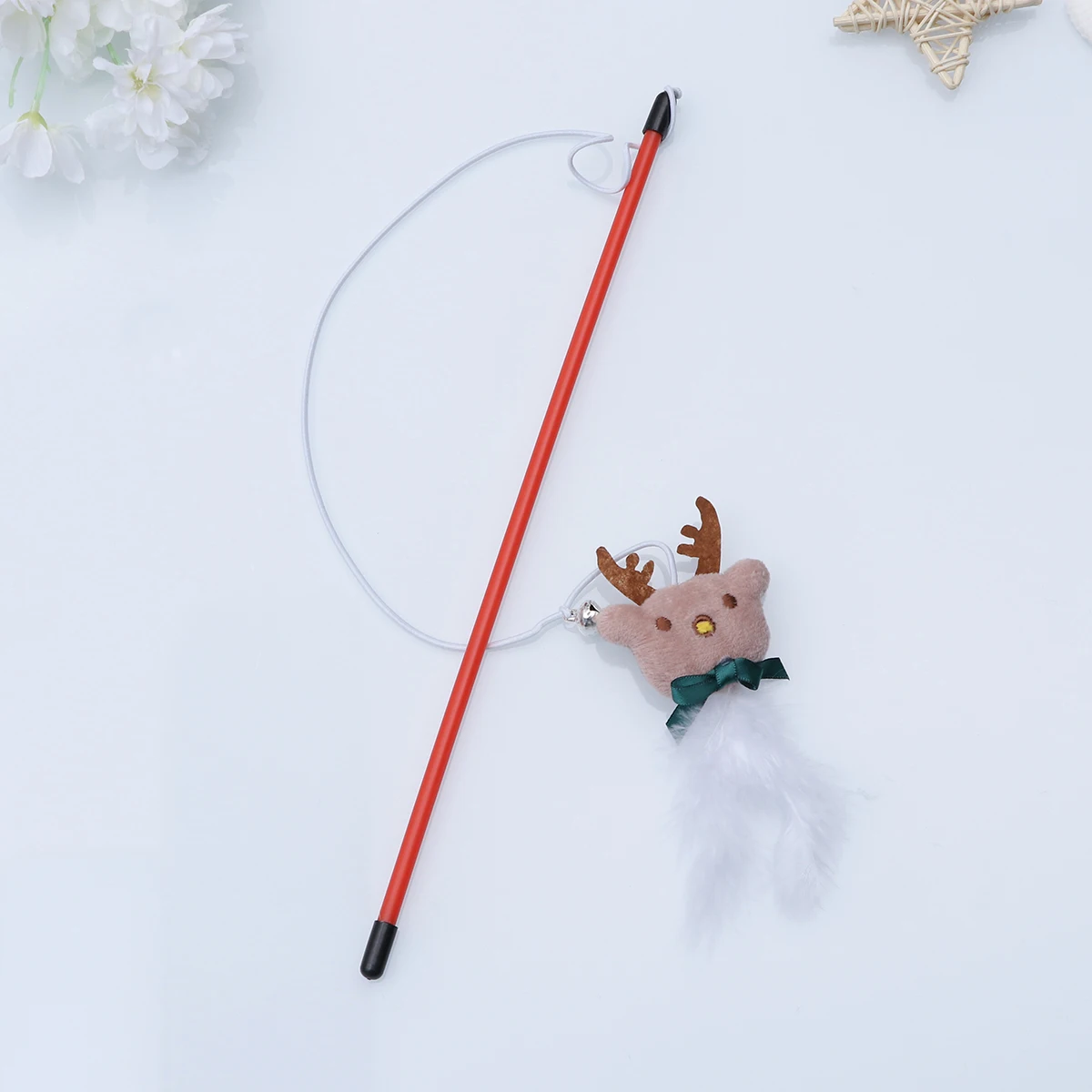 

3 Pcs Teasing Stick Funny Pet Cat Interactive Supplies Interactive Toys Training Christmas Themed Cat Tease Stick W for Cats Pet