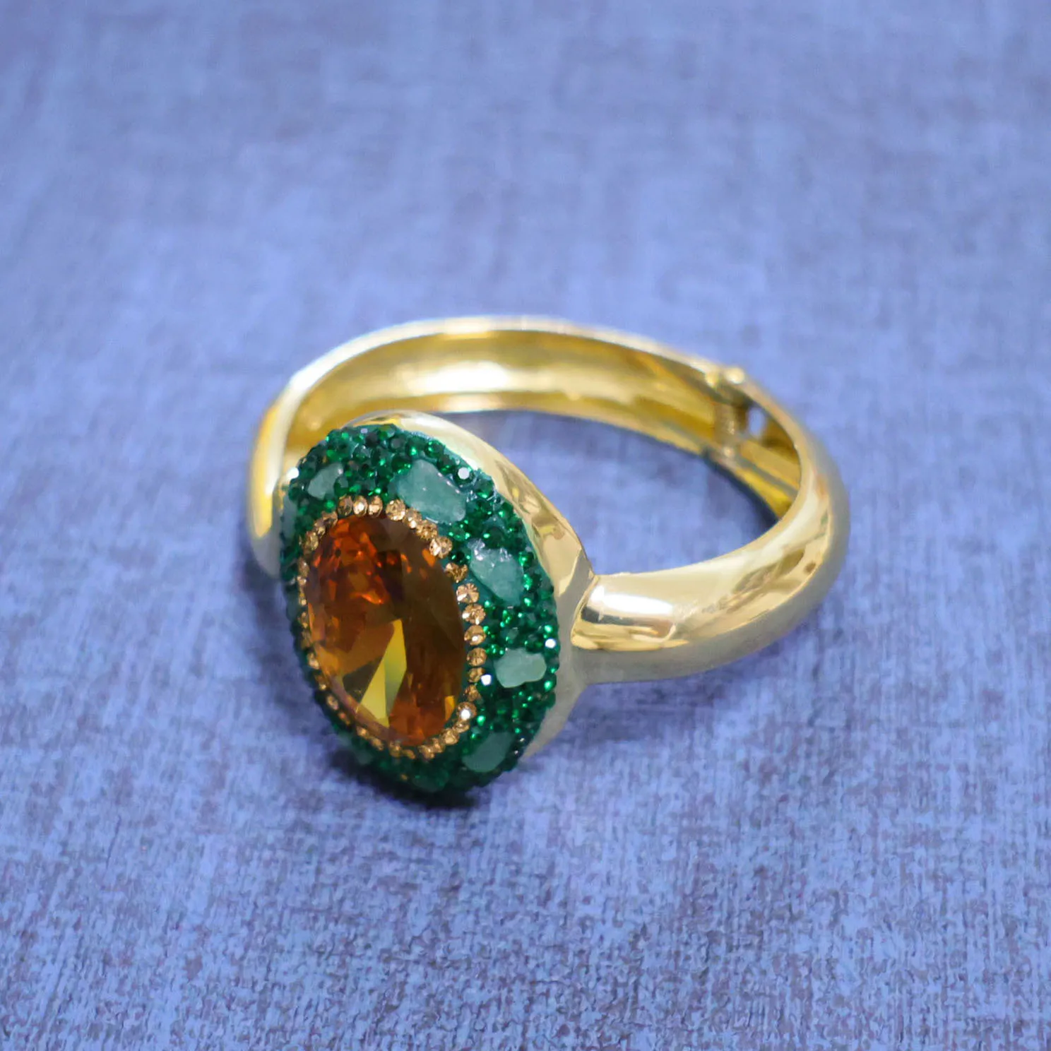 Turkey sultanite color-changing stone inlaid with natural green Donglin gravel four-piece set Douyin hot-selling color-changing