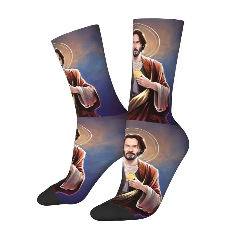 Fashion Printed Saint Keanu Reeves Socks for Women Men Stretch Summer Autumn Winter Sacred Heart Of Crew Socks