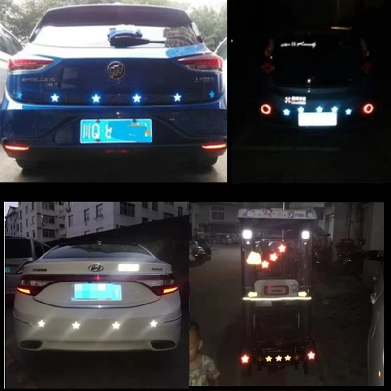 

100 шт. наклейки-отражатели, наклейки с пентаграммой, светоотражающая предупреждающая лента, Стайлинг автомобиля, автомобильный бампер, светоотражающие полосы, безопасная звезда