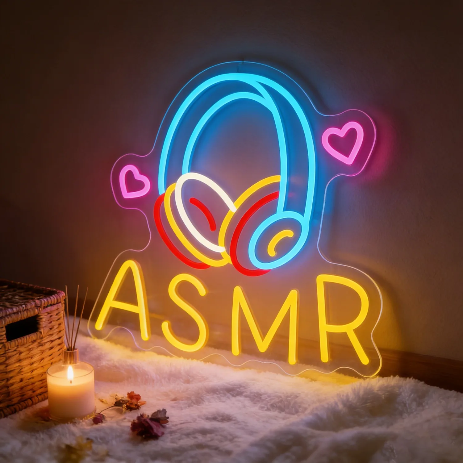 ASMR Neon Sign LED Marquee Light for Bedroom Streaming Gaming Setup Decor Relaxation Aesthetic Gift USB Reusable Wall Art