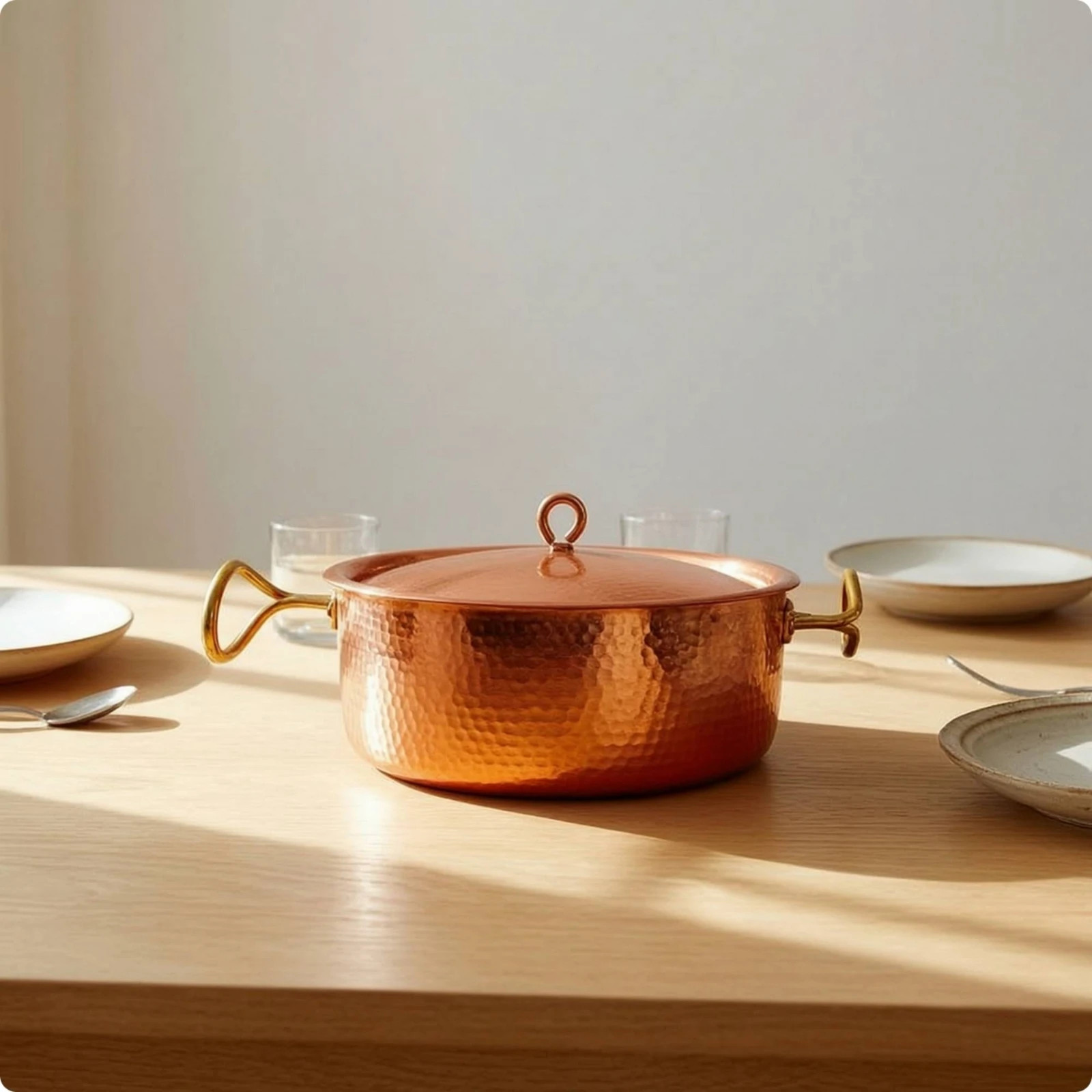 Copper Pot with Lid Elegant Hammered Copper Pot Cookware Long-Lasting Heavy-Duty for Home Cooks, Table Service, Restaurants - view 6