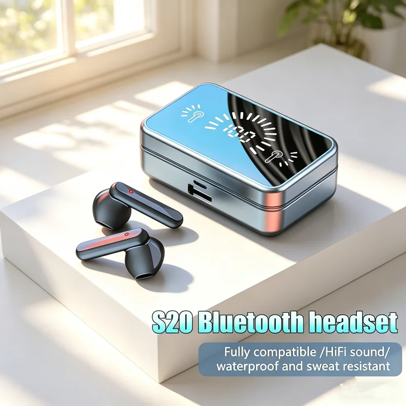 S20 TWS Bluetooth-Compatible Earphones Stereo Sport Headset Waterproof Wireless Headphone  Earbuds apply to smartphones