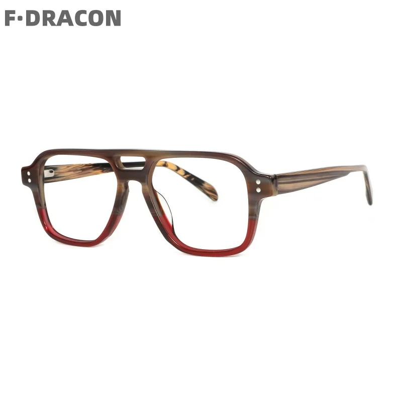 

New Plate Glasses Frame Fashion Double Beam Men's Glasses Frame Retro Big Face Optical Prescription Glasses Frame Female 56031