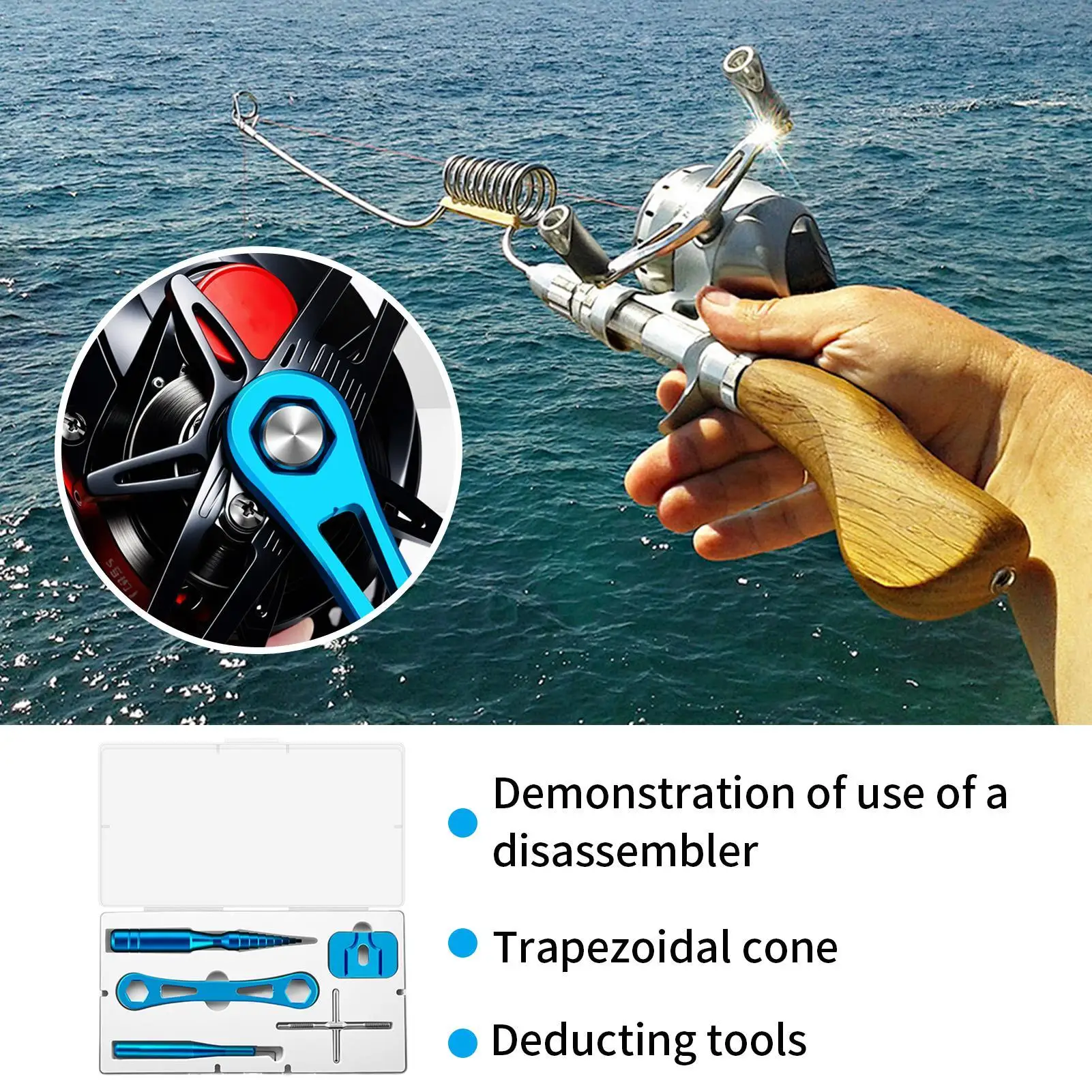 

Fishing Reel Cleaning Kit Portable Angling Reel Care Set Fishing Gear Care Kit for Kayak Surf Boat Shore Saltwater Backpacking