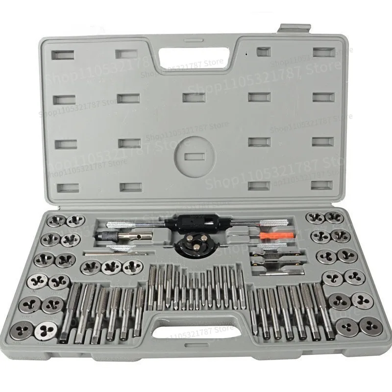 Alloy Steel 60 Pieces Metric Imperial Tap Die Set Hand Tapping Wrench Winch Tap Tool Combination