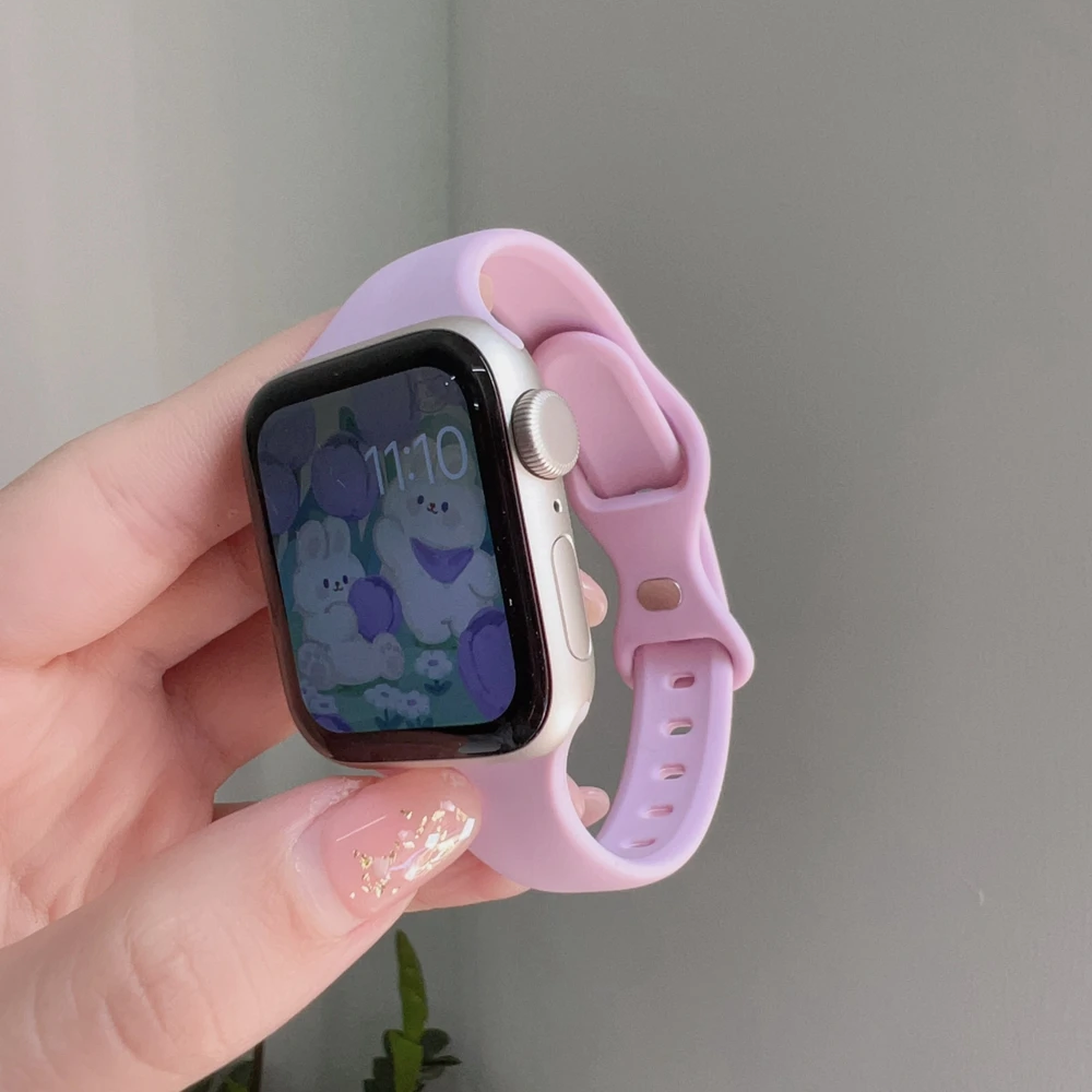 Silicone Correa for Apple Watch Band For Women 38mm 40mm 41mm 42mm 44mm 45mm 49mm newest for iWatch Strap Watchband