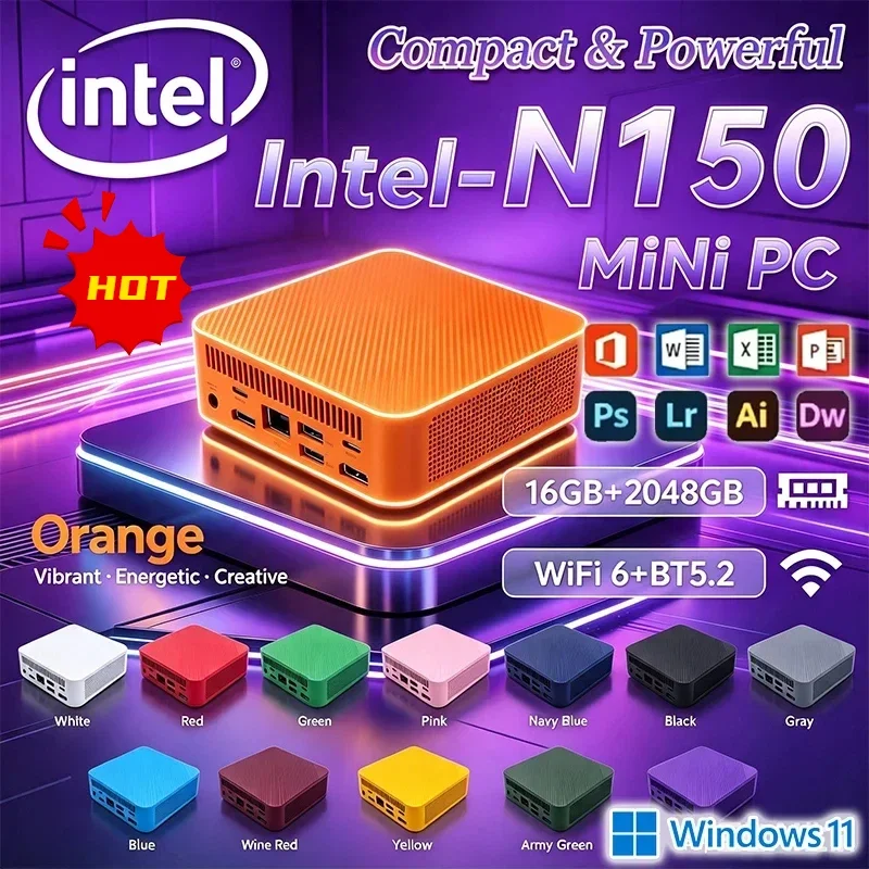 Mini PC Intel Core I9 N150 Windows 11 Pro 16GB 32GB DDR4 1TB SSD WIFI 6 BT5.2 4K HD Desktop Computer Gaming Pc Gamer 2026