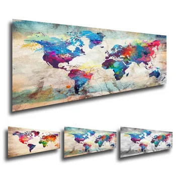 새로운 90x150cm 수채화 세계지도 유화 페인트 캔버스에 숫자 키트 DIY 아크릴 그림 벽 예술 그림 홈 장식