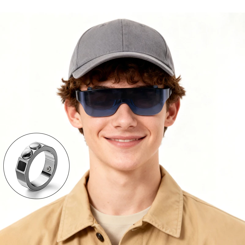 Factory Custom Smart Ar Glasses With Ring Best Ar Glasses For Movies Games Computer Immersive High Definition Display