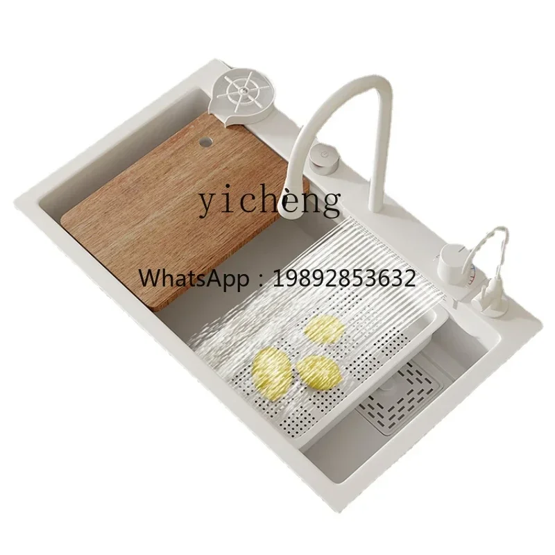 Y1 Sink Single Sink White 304 Stainless Steel Kitchen Vegetable Basin Large Scullery
