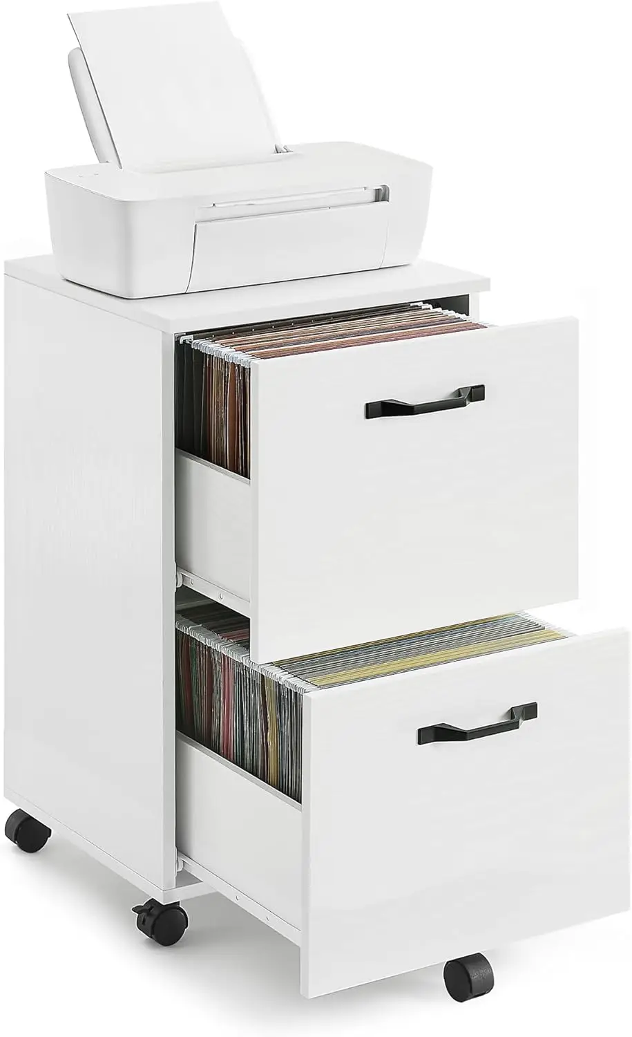 

2-drawer filing cabinet, home office filing cabinet, for A4, letter size documents, hanging folder, industrial, white