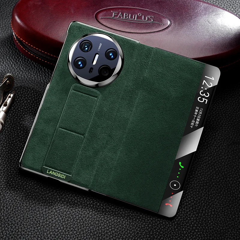 

Premium Genuine Leather Case For Huawei Mate X6 X5 Smart Touch View No Flip Cover For Answering Wriststrap Finger Grip Cover