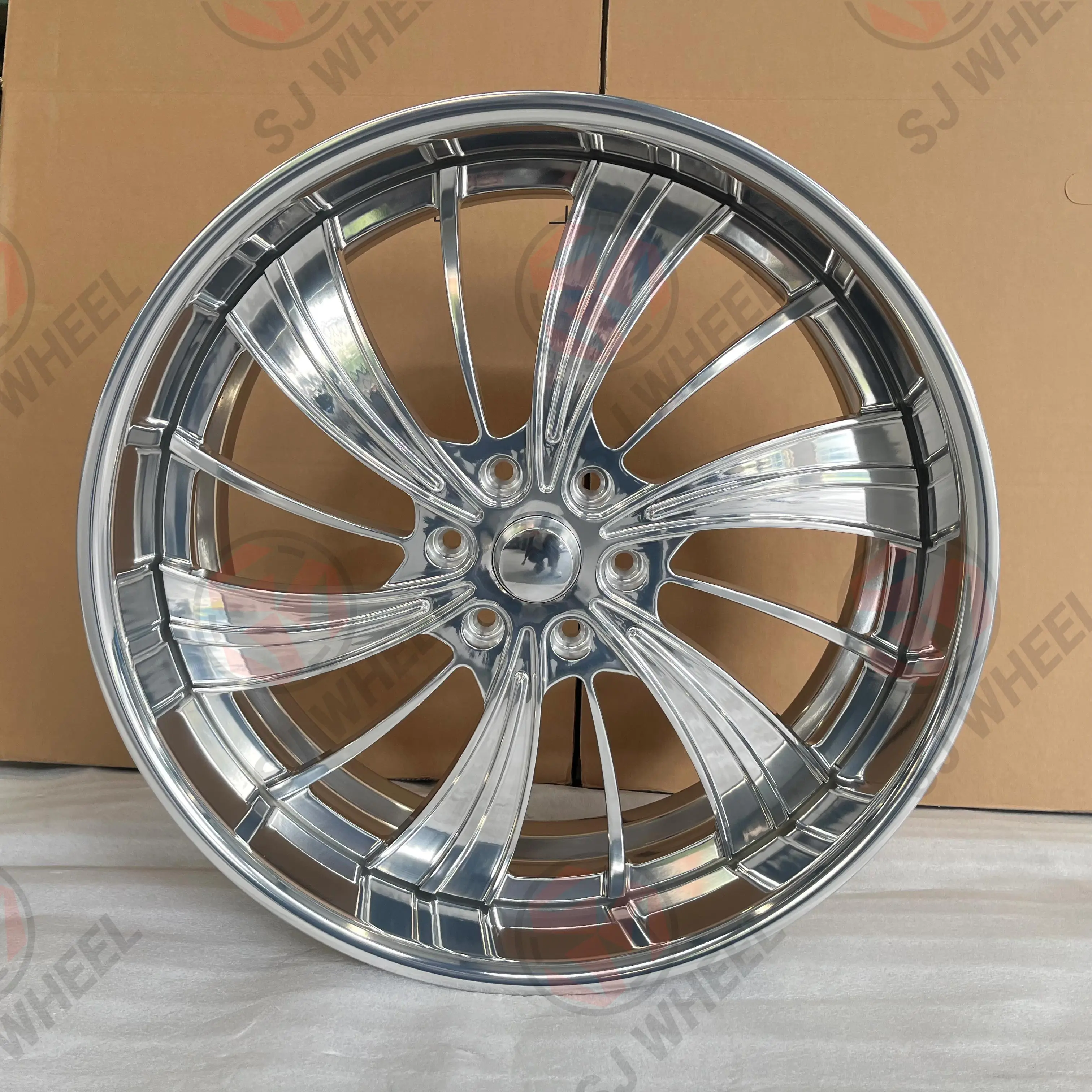 SJ  2-piece Forged Wheels Polish Face Polish Lip 20 22 24 26 Inch Rims 5x115 5x120.7  for  Chevelle SS Nova Impala