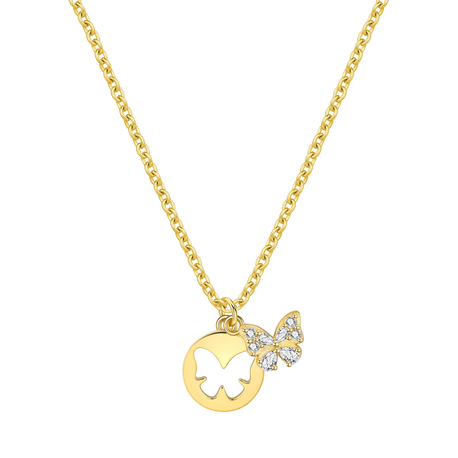 Women's 925 Sterling Silver Aurora Crystal Star Moon Key Necklace