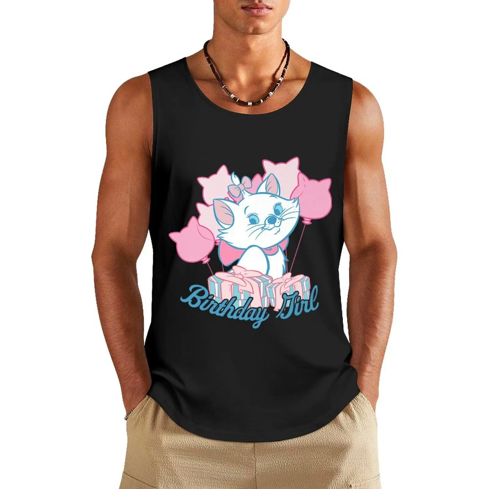 

Cute Cat Birthday Girl Party Tank Top Male clothes Man sleeveless shirt cute tops T-shirt man