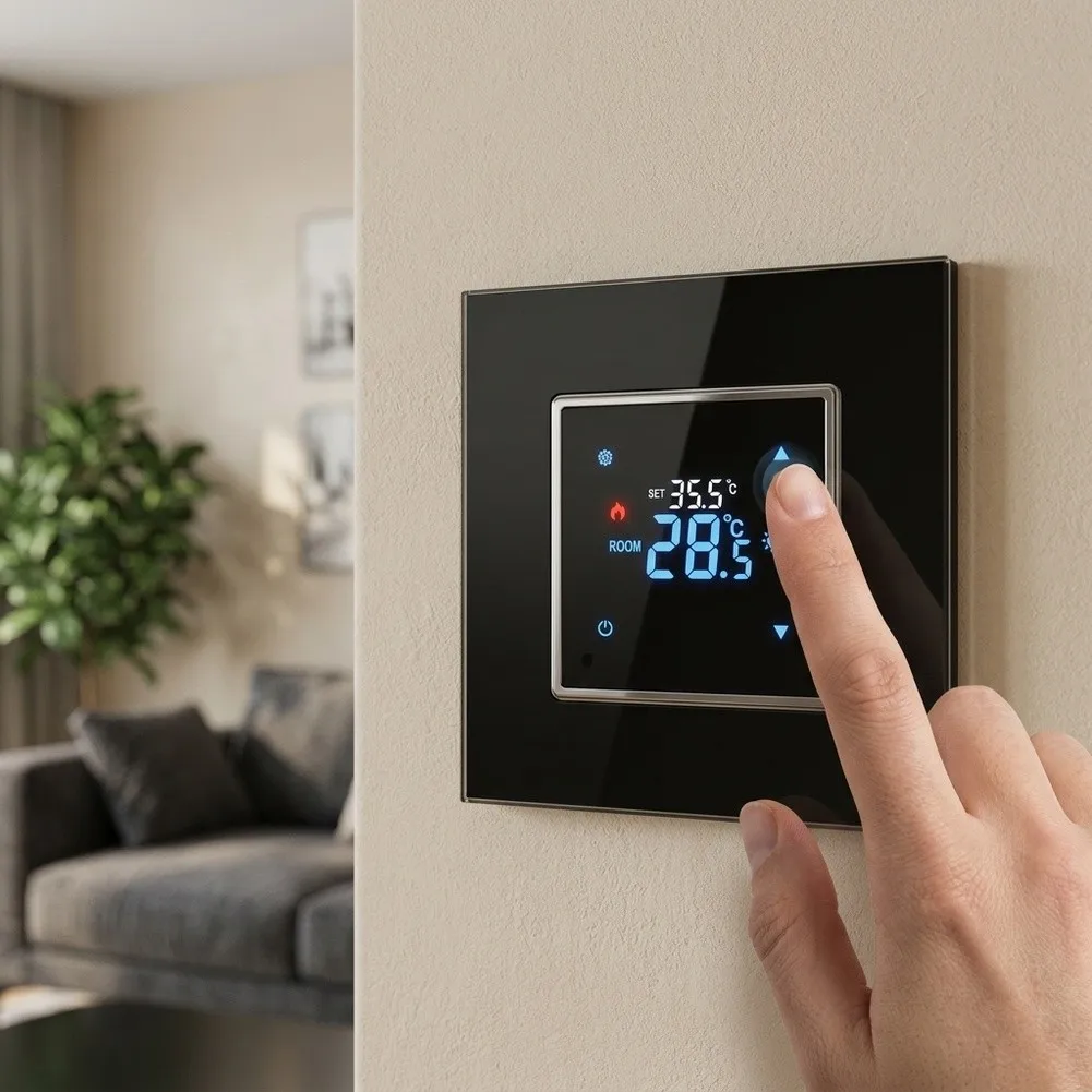 WiFi Thermostat for Electric Floor Heating Systems with 7-Day Programming Voice Control and Floor Temperature Sensing