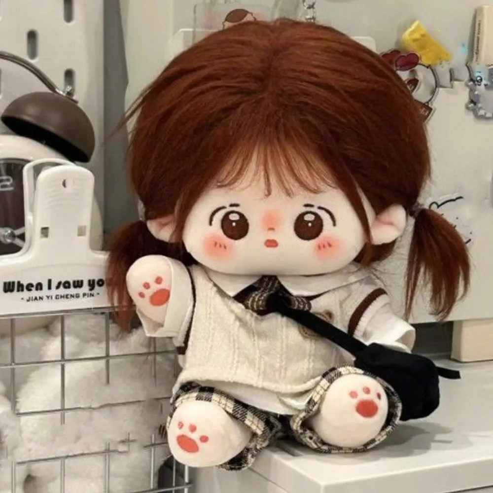 

1 set School Uniform 20cm Cotton Doll Clothes Plaid Shorts Knitted Vest Cotton Doll's Clothes Fashion Mini Plush Doll Clothes