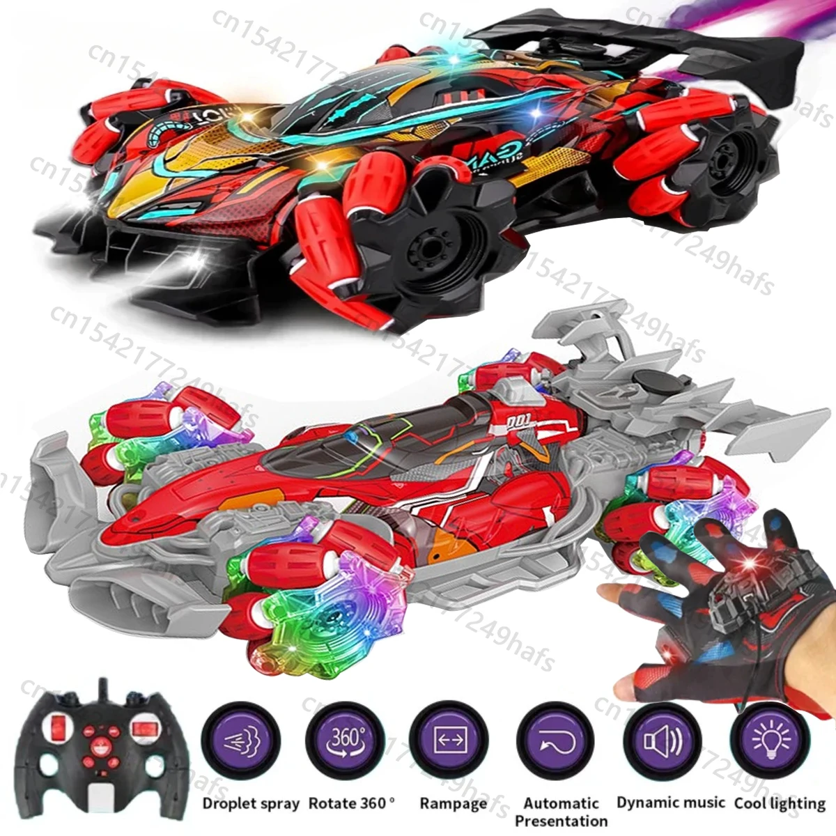 

F1 F2 RC Drift Car With Music Led Lights 2.4G Glove Gesture Radio Remote Control Spray Stunt Cars 4WD Electric Children Toys