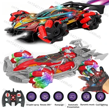 F1 F2 RC Drift Car with Music Led Lights 2.4G Glove Gesture Radio Remote Control Spray Stunt Cars 4WD Electric Kids Toys