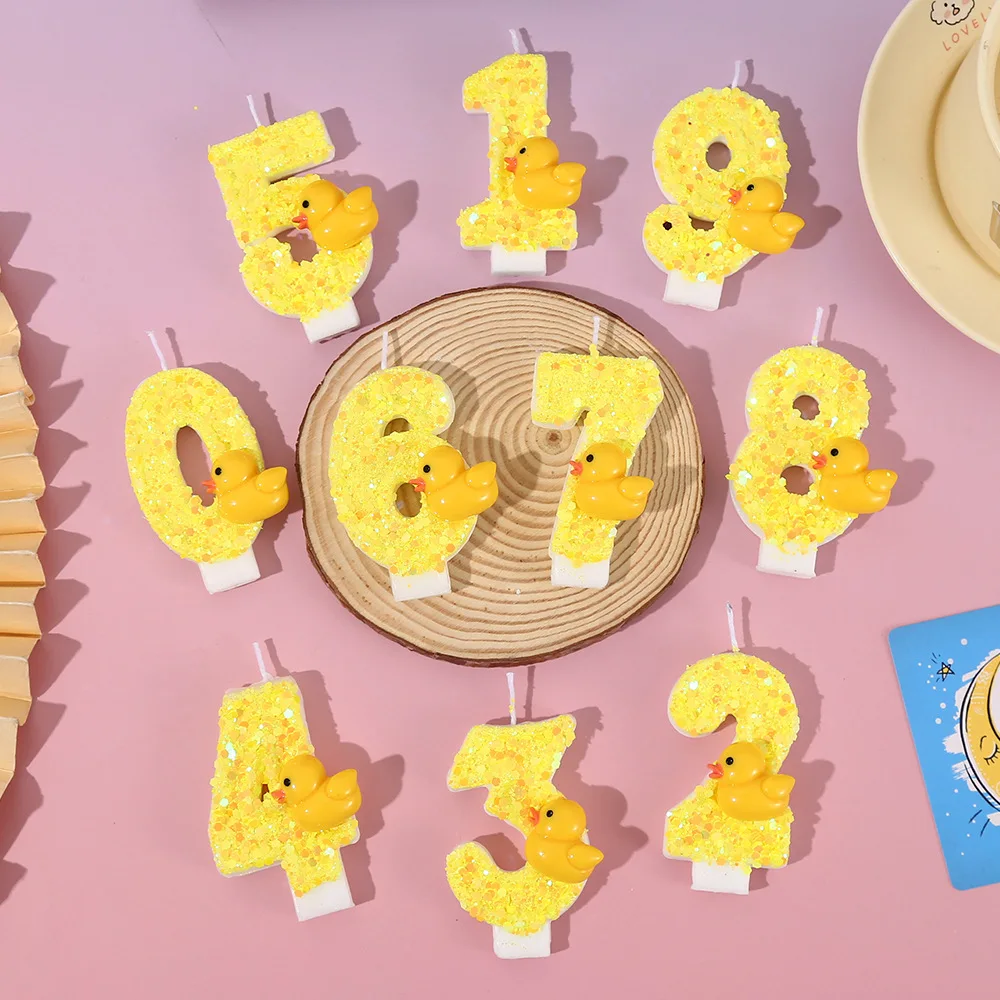 Bright yellow little yellow duck digital candles, party gifts, festival decorations, birthday and anniversary candles