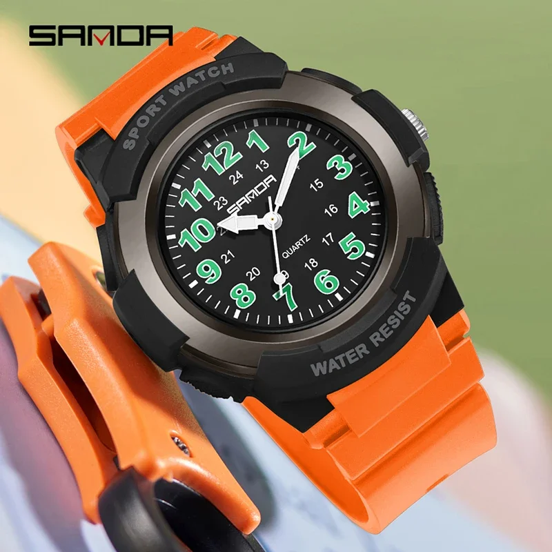 SANDA Nuovo orologio al quarzo per adolescenti Orologio impermeabile da esterno per studenti di moda Orologio sportivo da donna da uomo con luce colorata digitale semplice