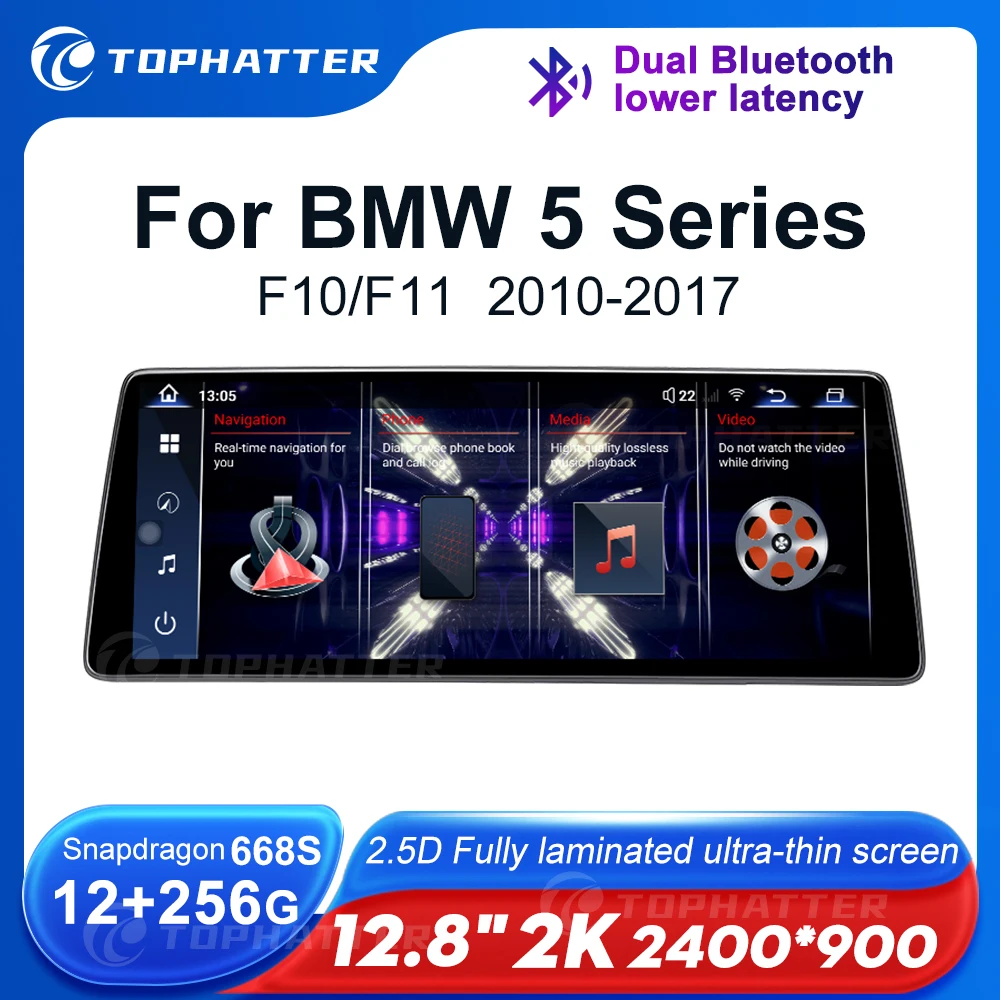 

12.8 2K 2.5D Car Radio For BMW 5 Series F10 F11 Screen CarPlay Android Auto Multimedia Player Navi Display Head Unit 360 audio