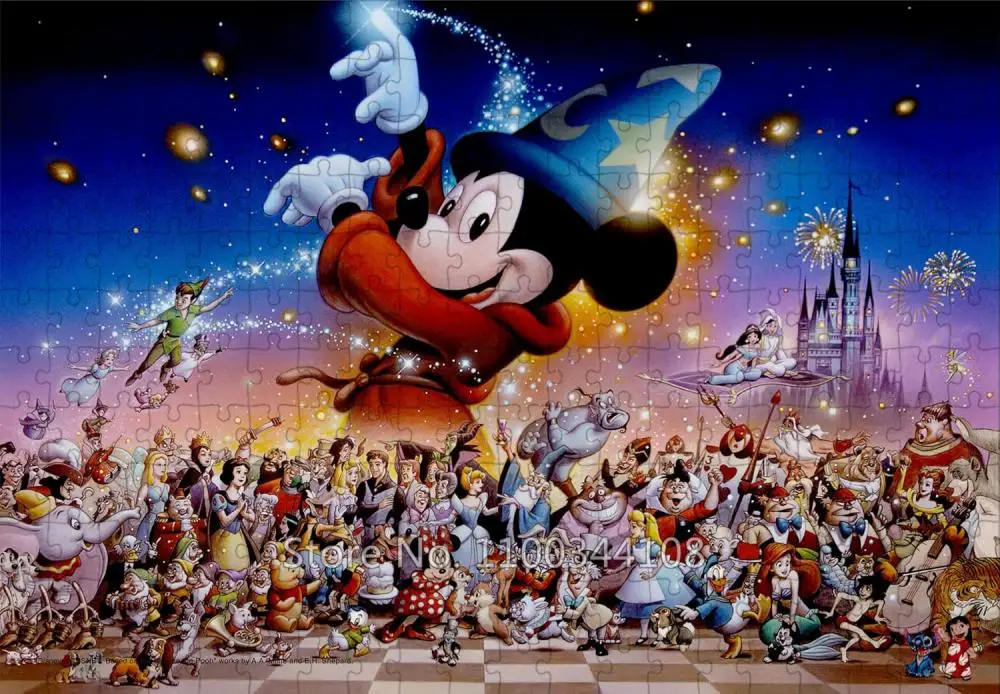 Disney Characters Wooden Puzzle Cartoon Mickey 300/500/1000 PCS Jigsaw Puzzles for Adult Stress Relief Toys Handmade Collection