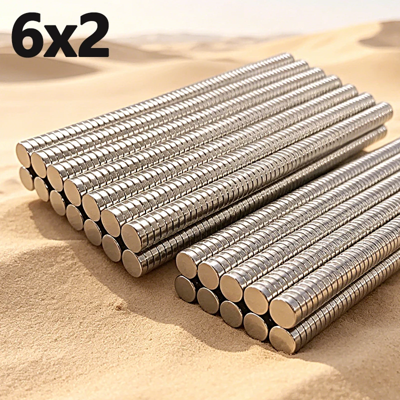 20-500 piezas de imanes de neodimio N35 NdFeB de 6x2mm, imanes permanentes pequeños y redondos para nevera, oficina, manualidades, bricolaje, accesorios de 6*2mm