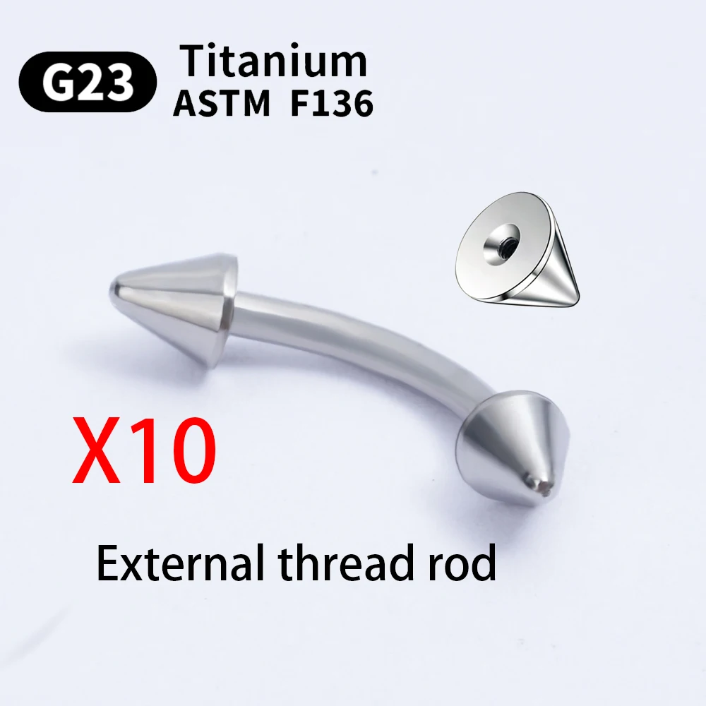 Wholesale 10PCS G23 Titanium Piercing Labret Lip Stud Eyebrow C rod For Earrings Nose Ring Body Jewelry Internal/External thread