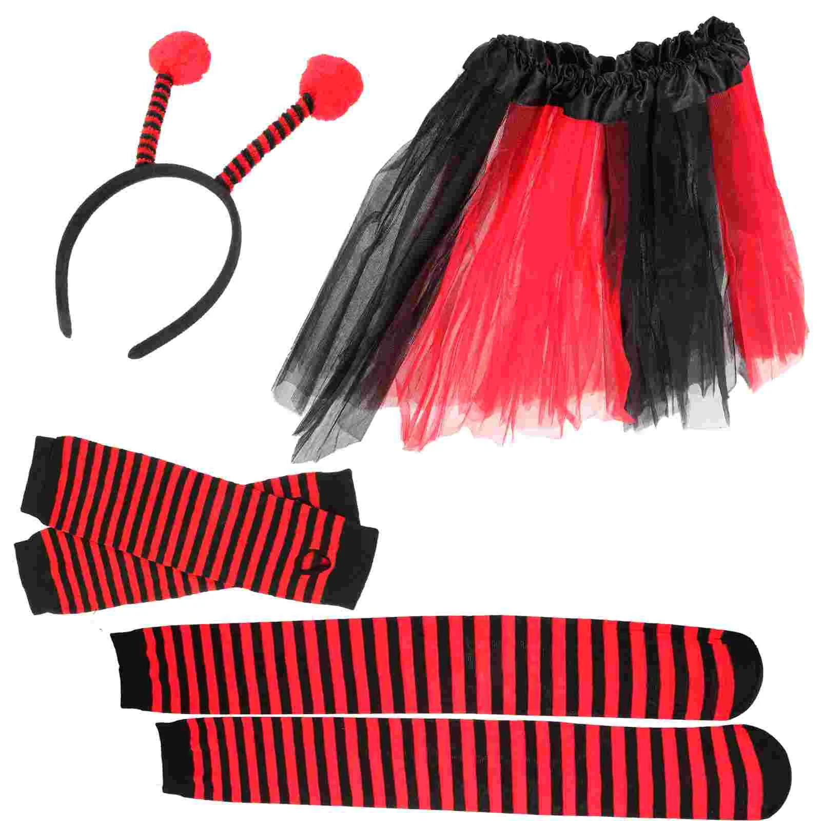 

1 Set Ladybug Costume Accessories Headband Tutu Skirt Stockings Arm Sleeves
