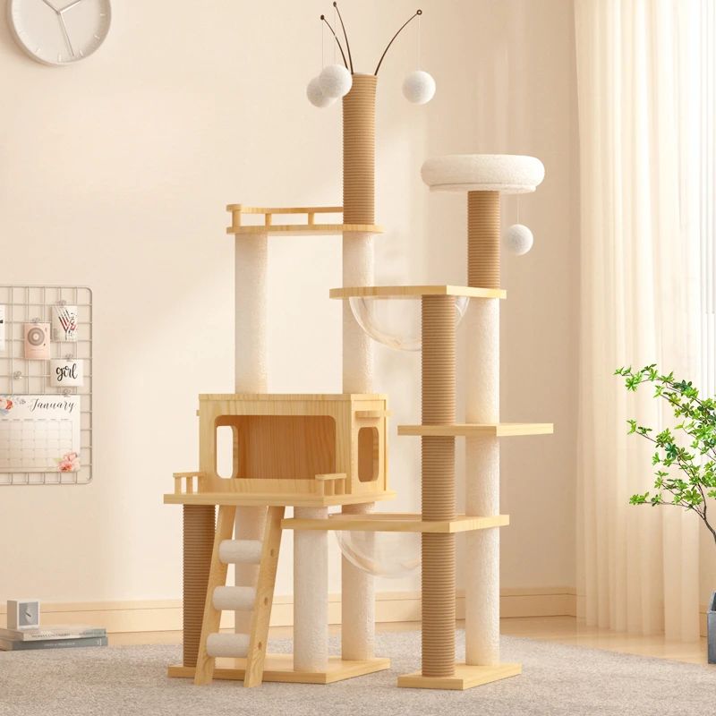 Nordic Cream Style Cat Condo Designers Pet Accessories Cat Scratching Post Sisal Rope Plaything Cat Furniture Columpio Gato FYCT