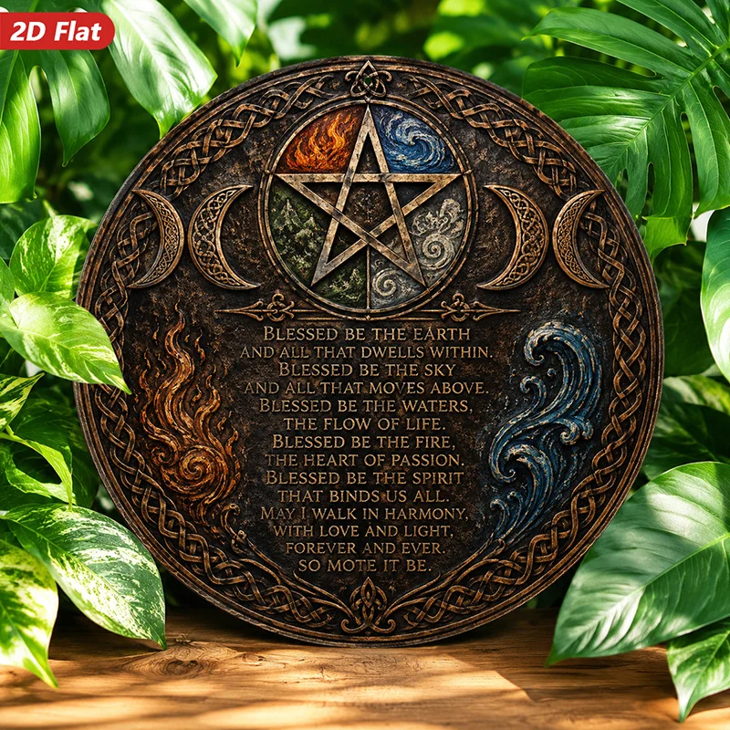 CIFbuy Vintage Aluminum Wall Art Waterproof Pentacle Sign For Home Kitchen Indoor Outdoor Living Room Elegant Room Decor