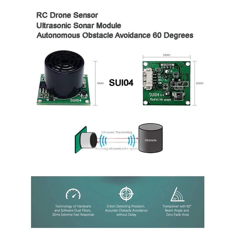 أنيق-SUI04 RC الطائرة بدون طيار الاستشعار بالموجات فوق الصوتية السونار وحدة تجنب العوائق المستقلة ل PIXHAWK MINI PIX RC وحدة تحكم في الطيران