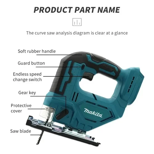 Imagen 2 del producto Makita DJV182Z 340W rompecabezas sin escobillas plantilla eléctrica con hoja de sierra mango de barril inalámbrico rompecabezas herramienta eléctrica de carpintero portátil