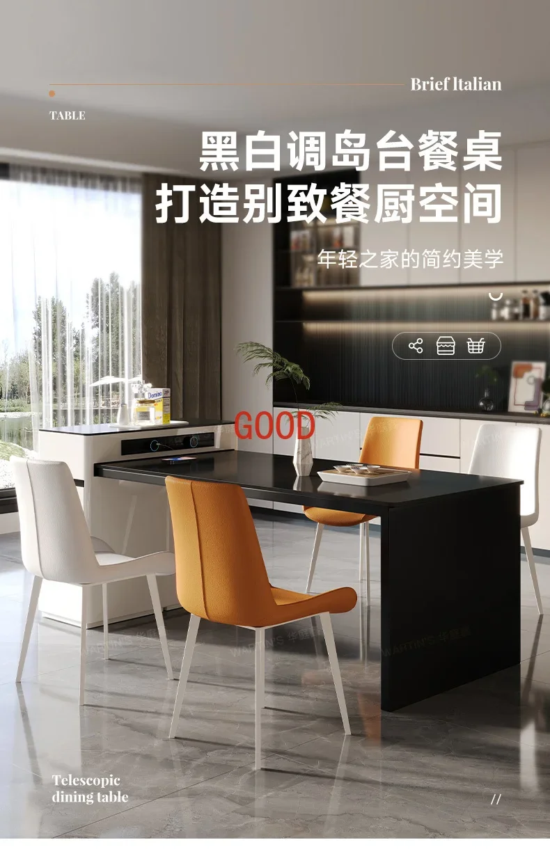 Kitchen Island Dining Table Integrated Household Retractable Small Apartment Modern Simple New Stone Plate Dining Table