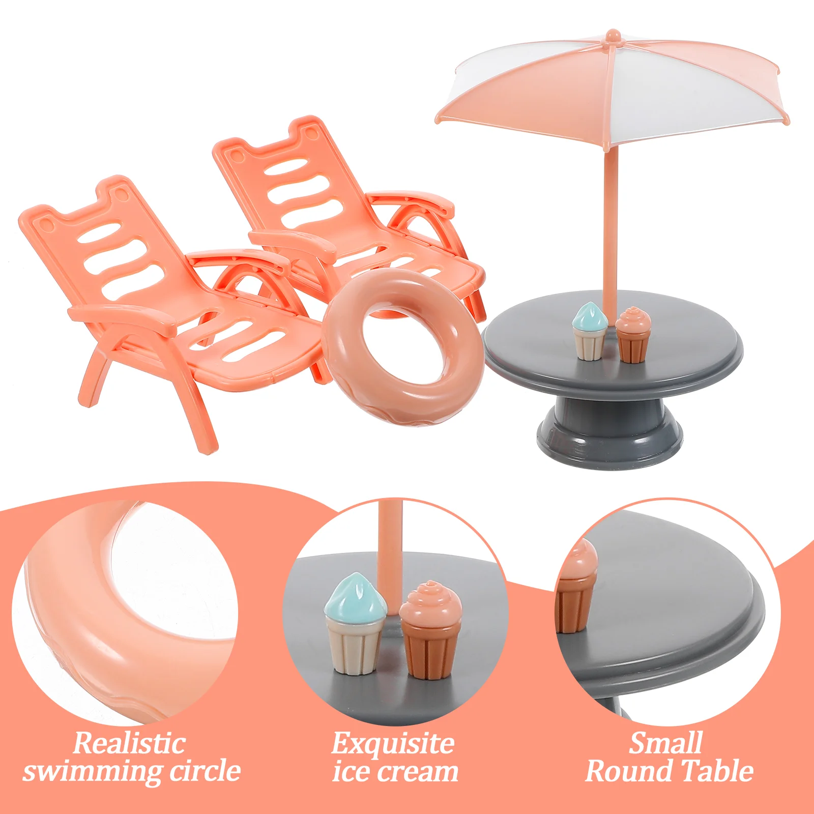Juego de sillas de playa, Mini mesa, modelo, muebles de decoración del hogar, accesorio de adorno para casa Abs