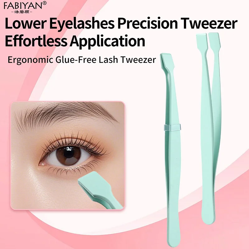 Pęsety do przedłużania rzęs ze stali nierdzewnej z płaską główką, klipsy do przedłużania sztucznych rzęs, precyzyjne pęsety do makijażu.