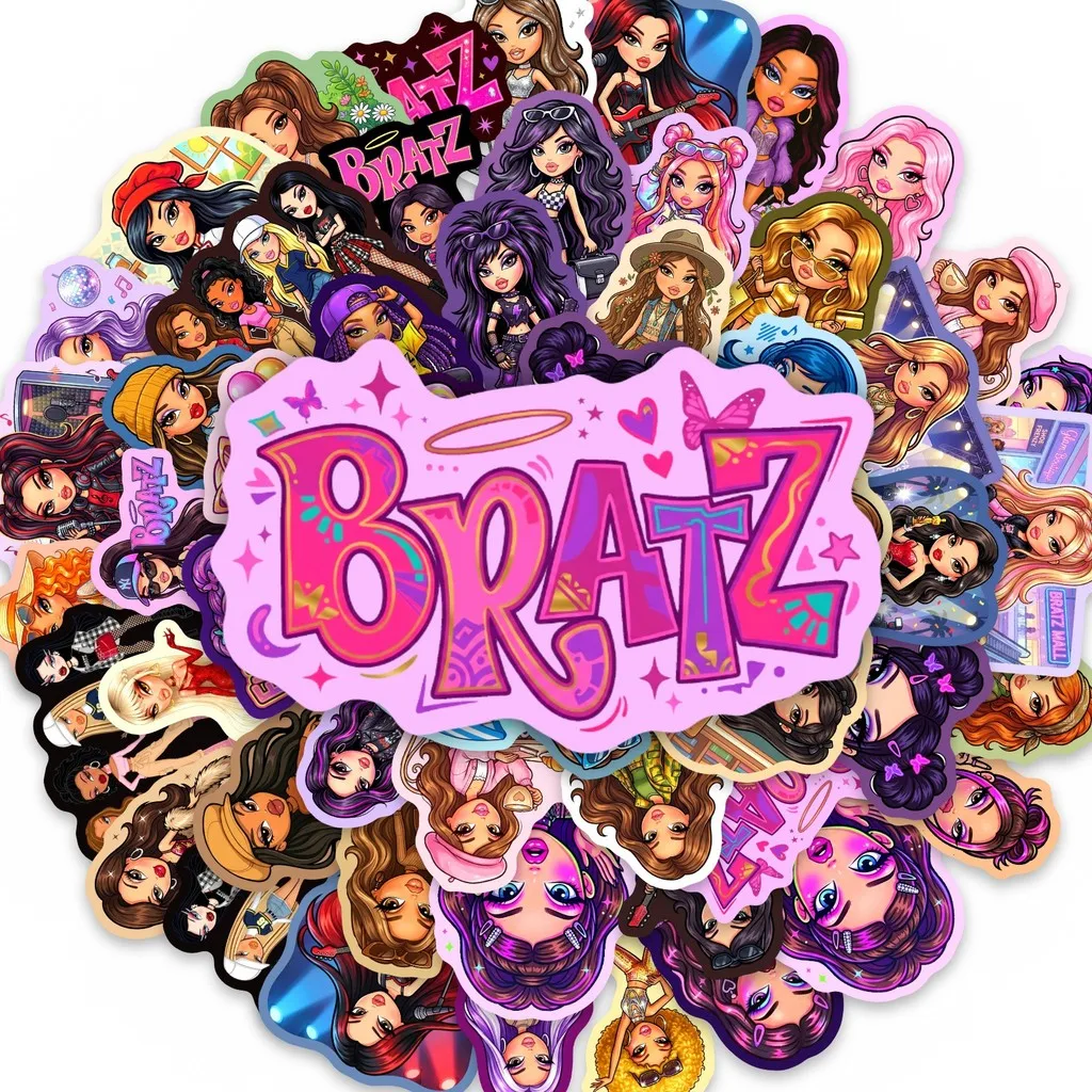 50Pcs Sweet Cool Bratz Doll Stickers, Edgy Fashion Decals for Journal, Water Bottle & Skateboard DIY Decor Papery Pop Store