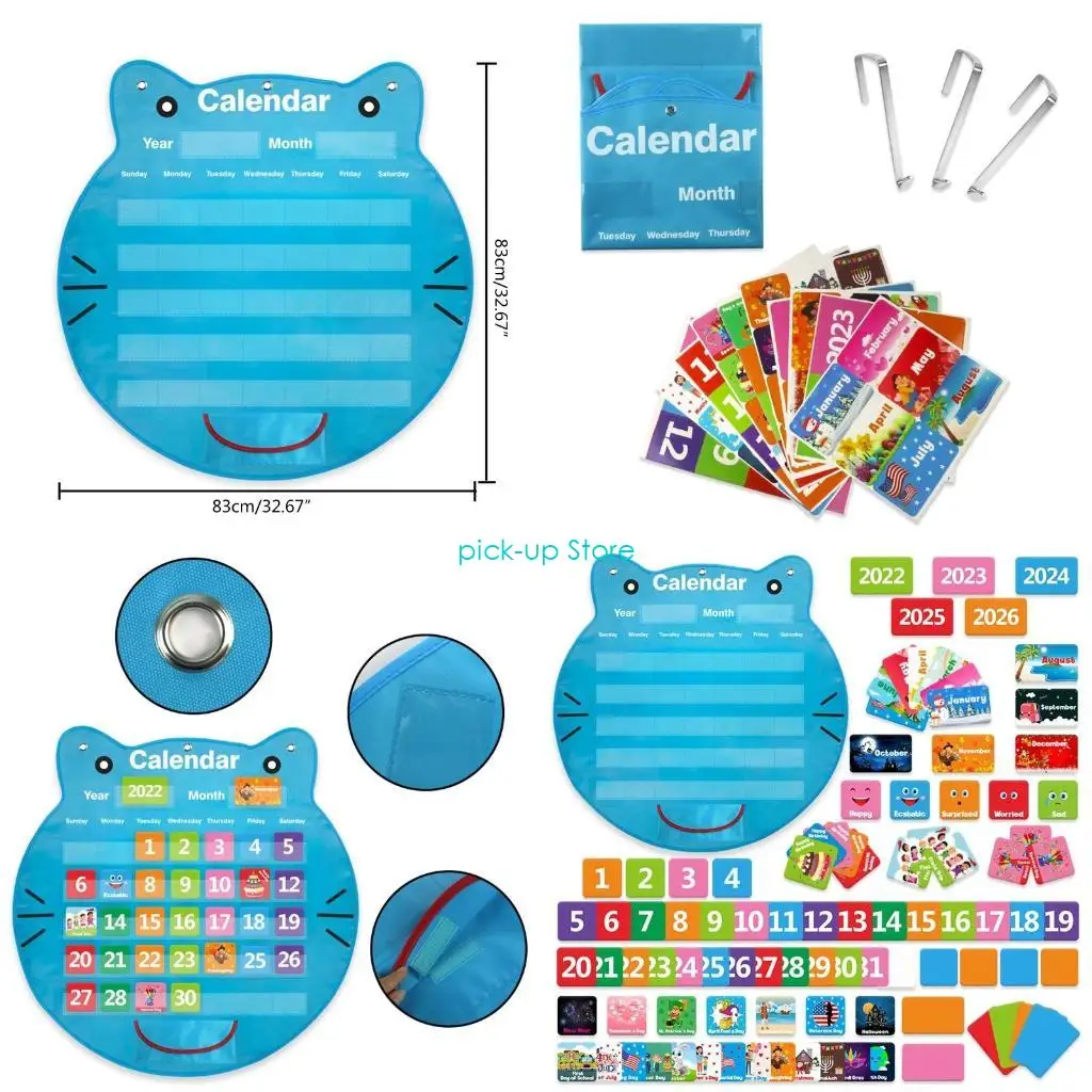 

Q5WA Wall Calendar Chart 10 Sets Flashcards for Preschooler Toddler Early Learning